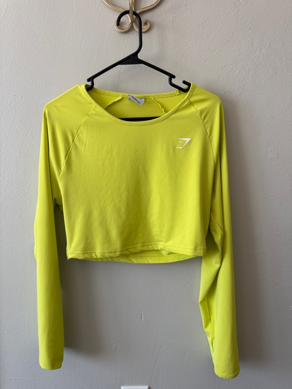 Gymshark Neon Yellow Cropped Long-Sleeve Performance Top